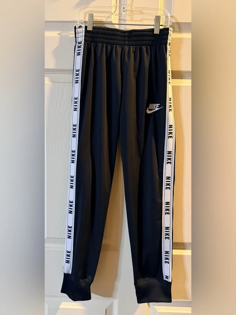Nike Black Joggers with White Logo Tape